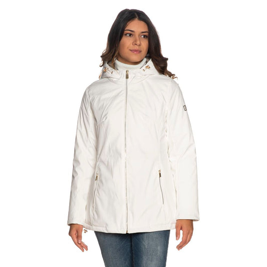 Yes Zee White Polyester Women's Jacket YE-7739-XS