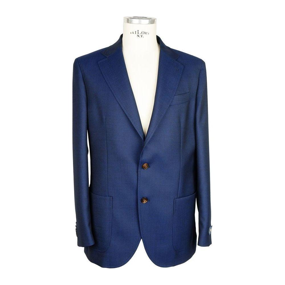Emilio Romanelli Blue Wool Men Blazer