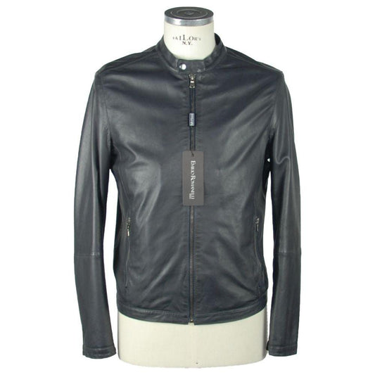 Emilio Romanelli Blue Leather Men's Jacket