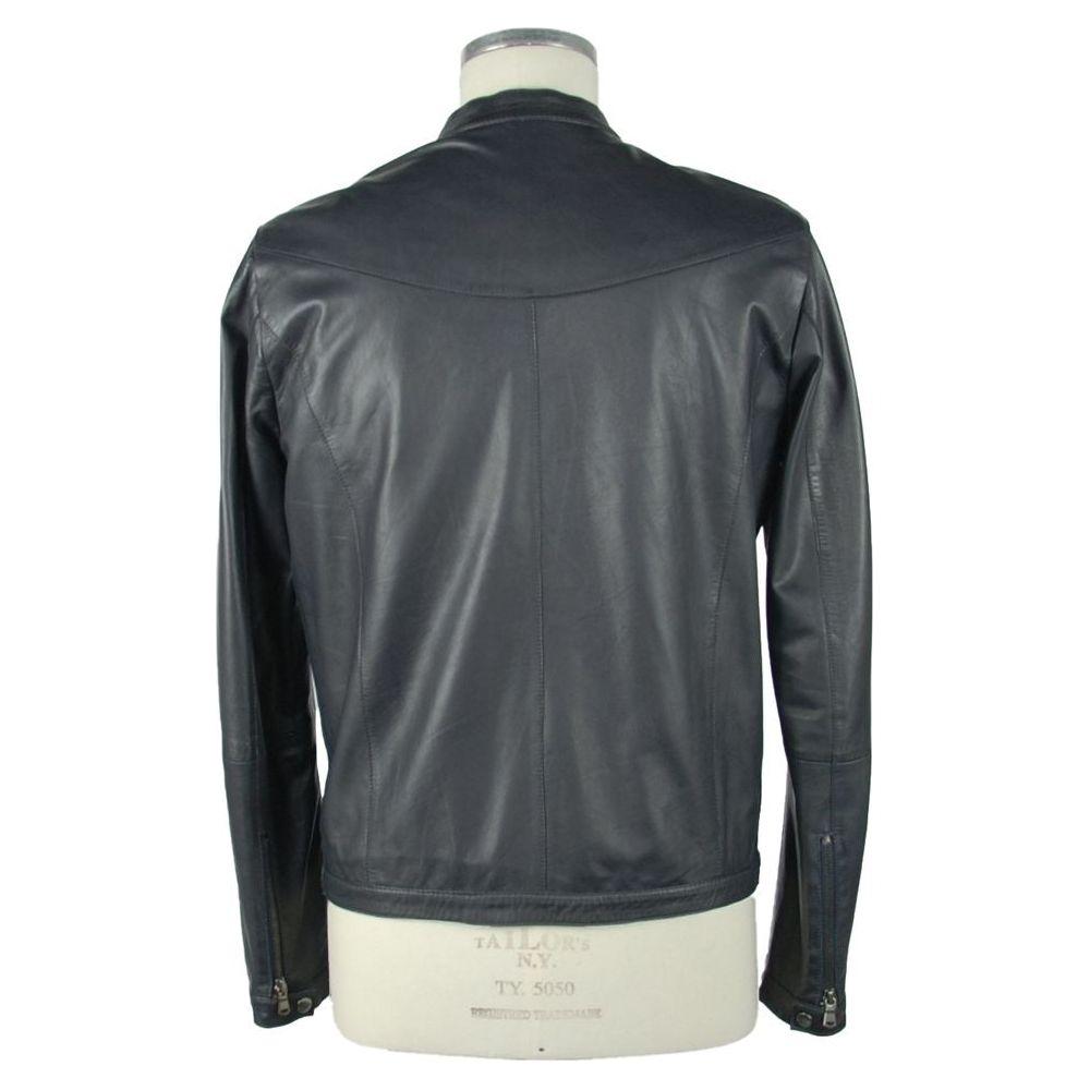 Emilio Romanelli Blue Leather Men's Jacket