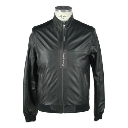 Emilio Romanelli Black Leather Men's Jacket