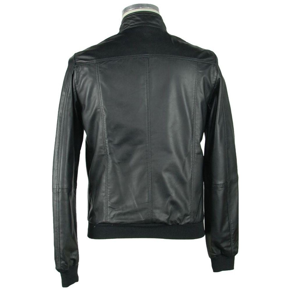 Emilio Romanelli Black Leather Jackets & Coat