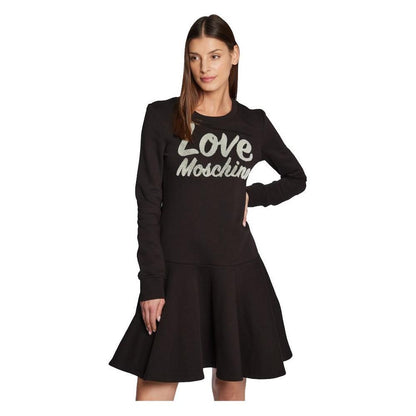 Love Moschino Chic Embossed Logo Cotton Blend Dress