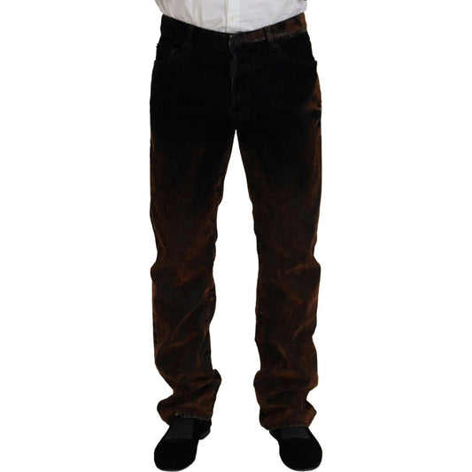 Dsquared² Brown Washed Cotton Straight Fit Casual Denim Jeans PAN74442-48