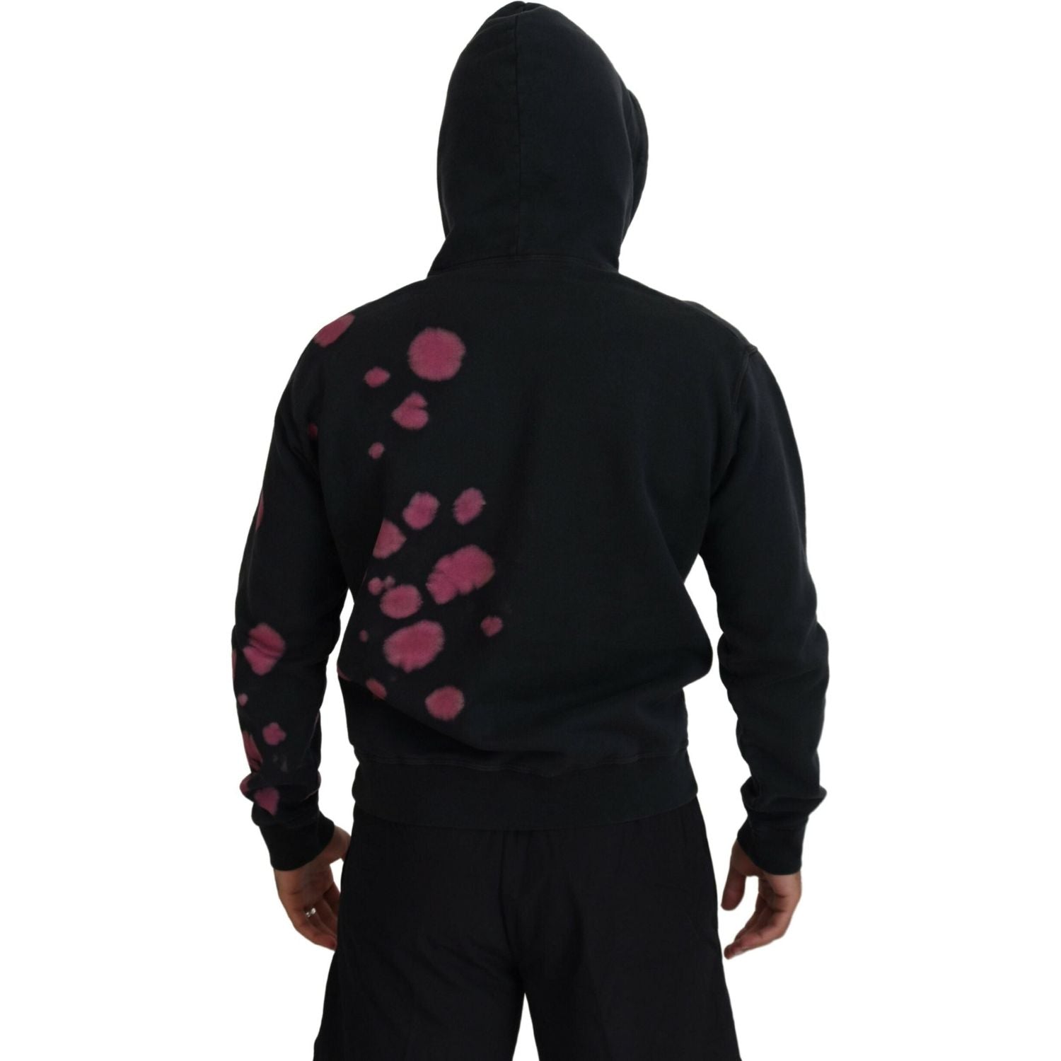 Dsquared² Black Tie Dye Cotton Hooded Sweatshirt Sweater