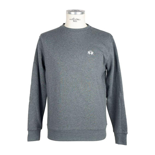 La Martina Gray Cotton Men Sweater MAN SWEATERS