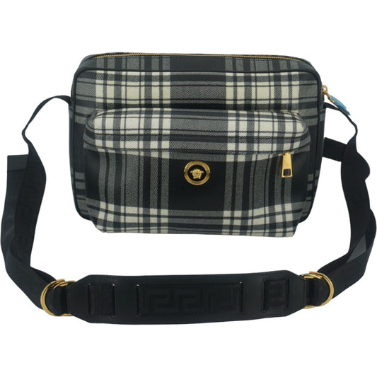 Versace Elegant Grey Leather Crossbody Bag Crossbody Bag