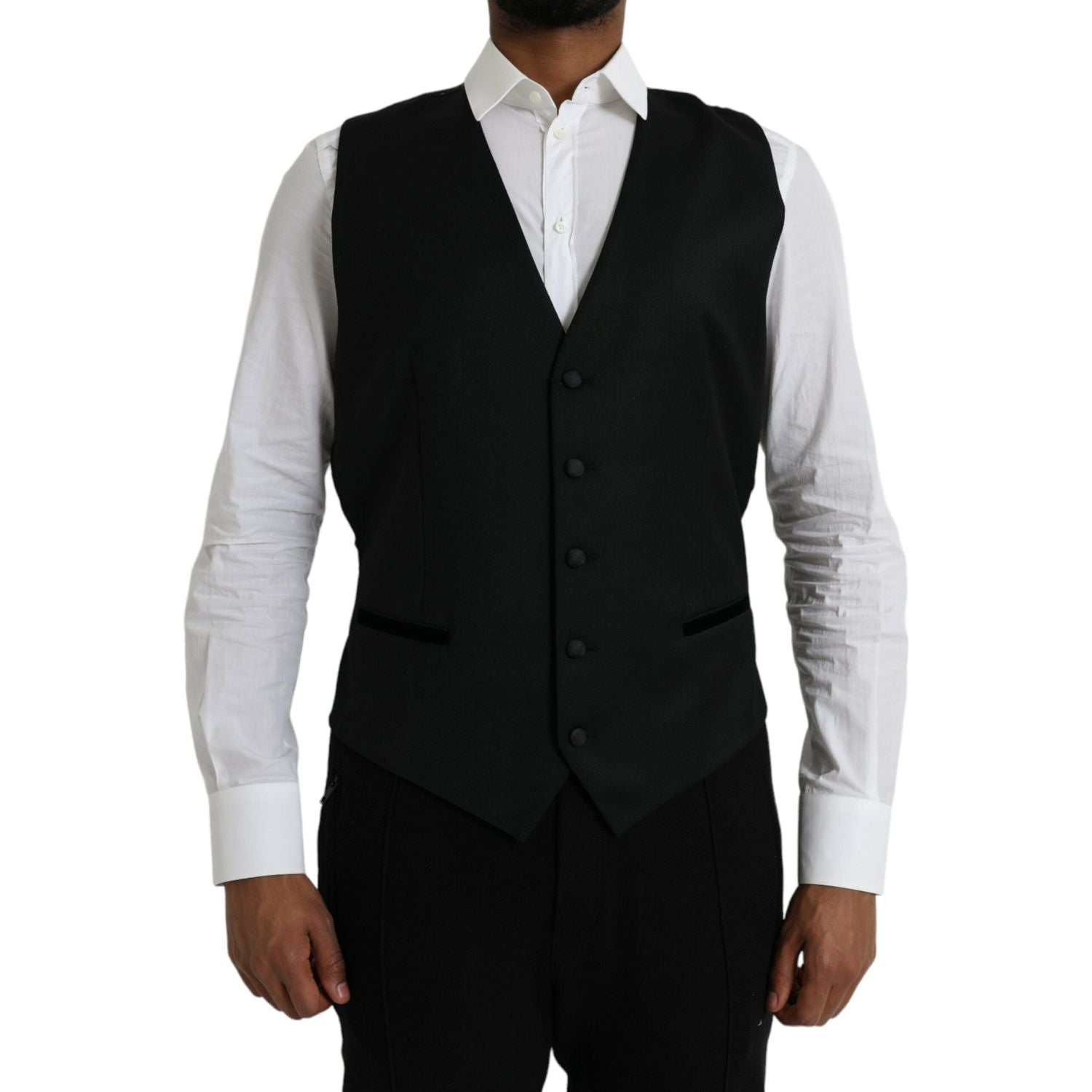 Dolce & Gabbana Black Silk Waistcoat Dress Formal Vest