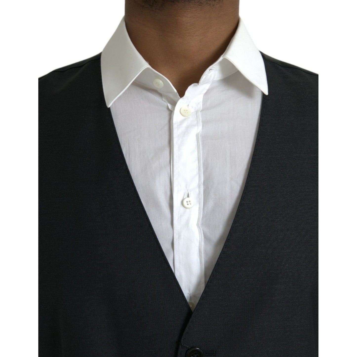 Dolce & Gabbana Black Wool Waistcoat Dress Formal Vest