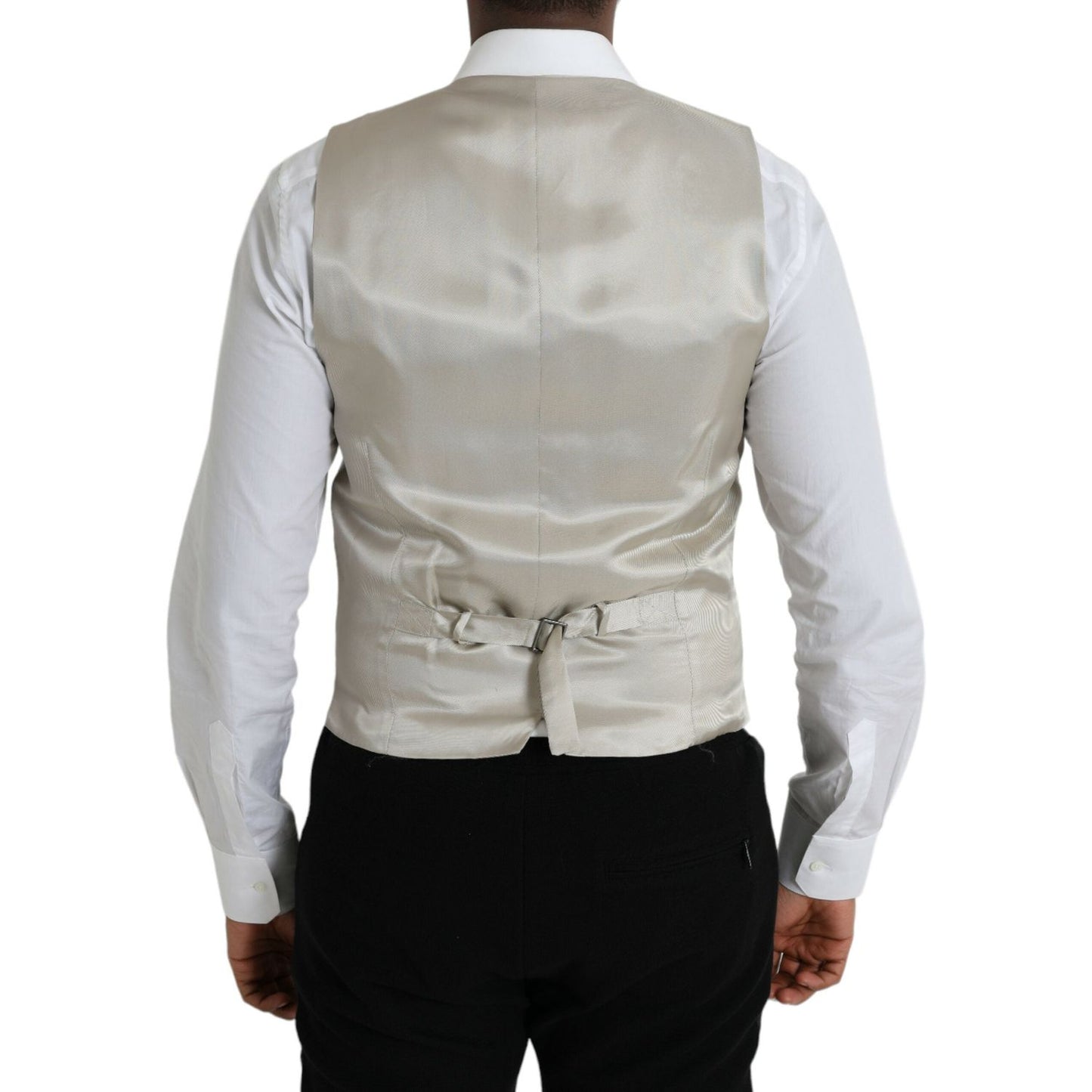 Dolce & Gabbana Light Gray Wool Formal Dress Waistcoat Vest