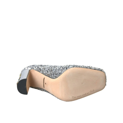 Dolce & Gabbana Silver Sequin Embellished Heels Pumps Shoes