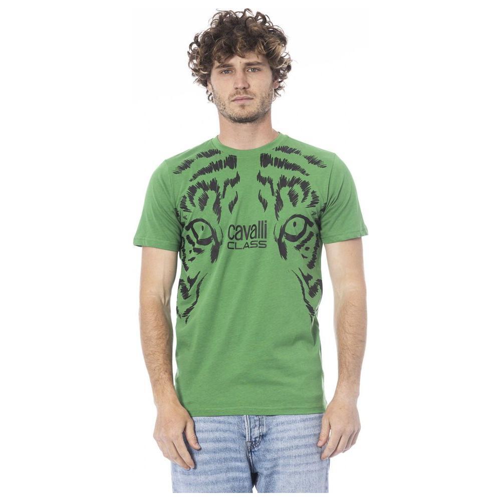 Cavalli Class Green Cotton T-Shirt
