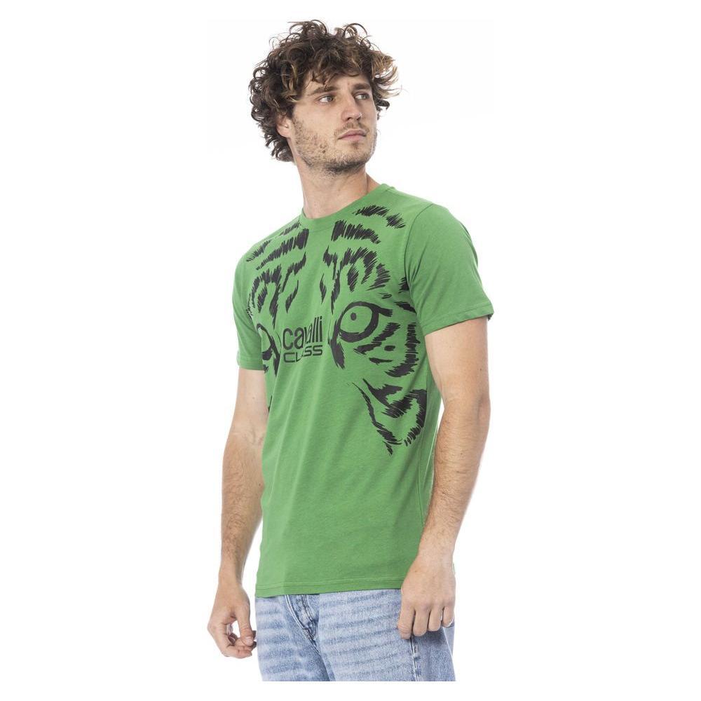 Cavalli Class Green Cotton T-Shirt
