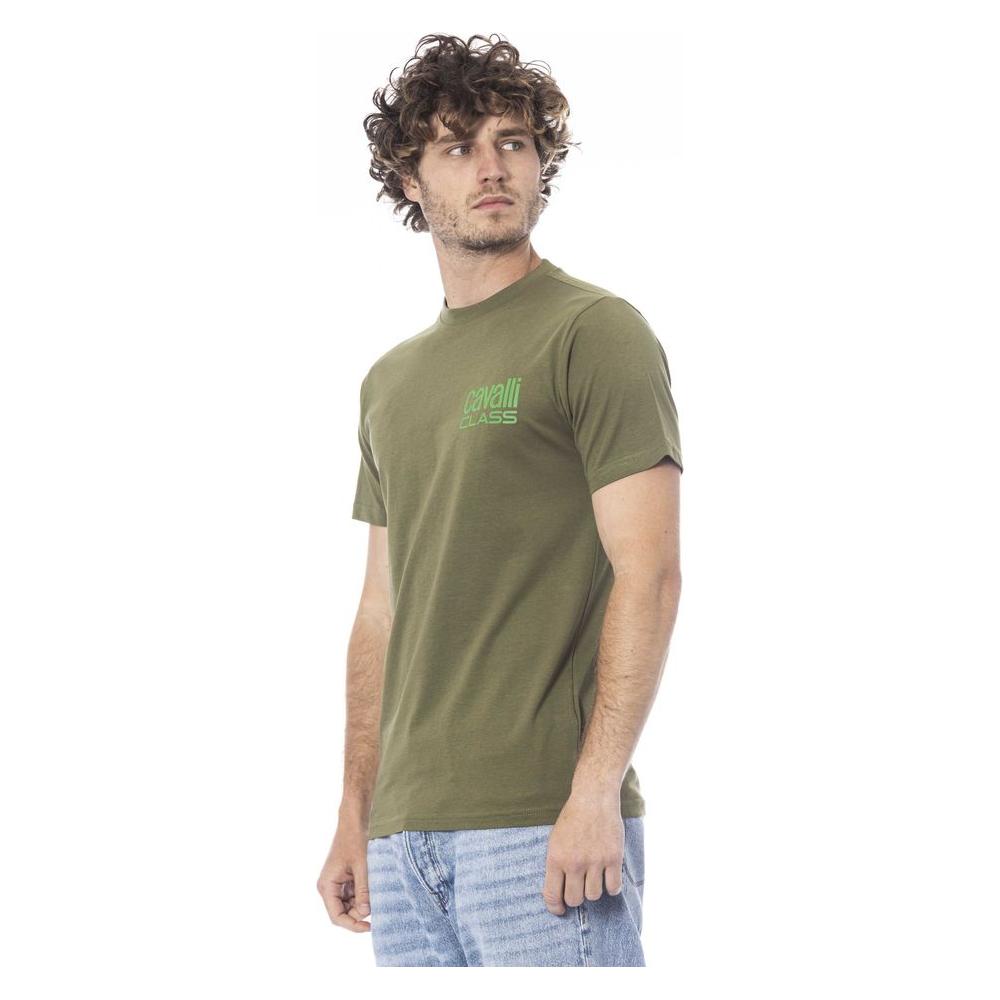 Cavalli Class Green Cotton Men T-Shirt