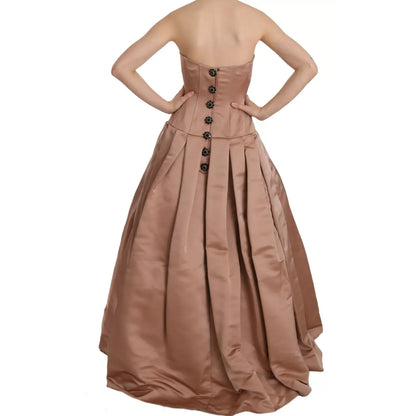 Dolce & Gabbana Crystal Pink Silk Chandelier Ball Gown Dress