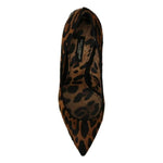 Dolce & Gabbana Brown Leopard Pony Hair Heels Pumps Shoes LA7250-36
