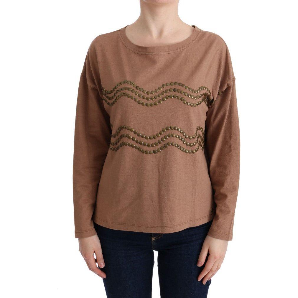 John Galliano Brown Cotton Studded Sweater