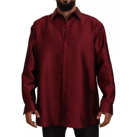 Dolce & Gabbana Bordeaux Cotton Long Sleeve Men Formal Shirt JKT3586-40