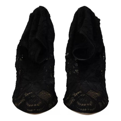Dolce & Gabbana Black Stretch Socks Taormina Lace Boots Shoes
