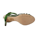Dolce & Gabbana Acid Green Leather Strappy Flower Heels Sandals Shoes LA9701-35