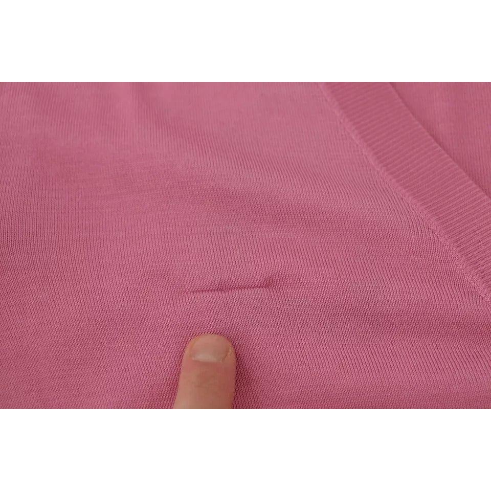 Dolce & Gabbana Pink 100% Silk Button Down Cardigan Sweater TSH8027-42