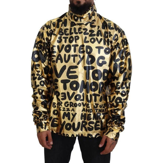 Dolce & Gabbana Gold Logo Print Turtleneck Pullover Sweater TSH83820-48
