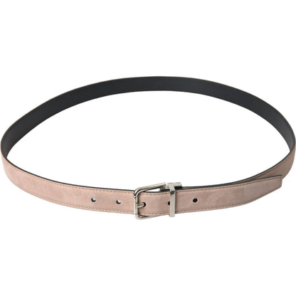 Dolce & Gabbana Beige Suede Leather Silver Buckle Belt Men