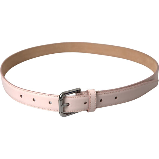 Dolce & Gabbana Light Pink Leather Silver Metal Buckle Belt BEL9217-90