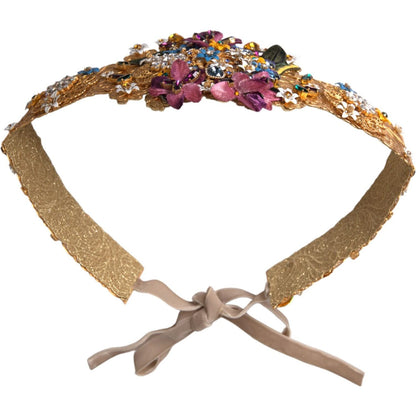 Dolce & Gabbana Multicolor Embellished Floral Crystal Wide Waist Belt