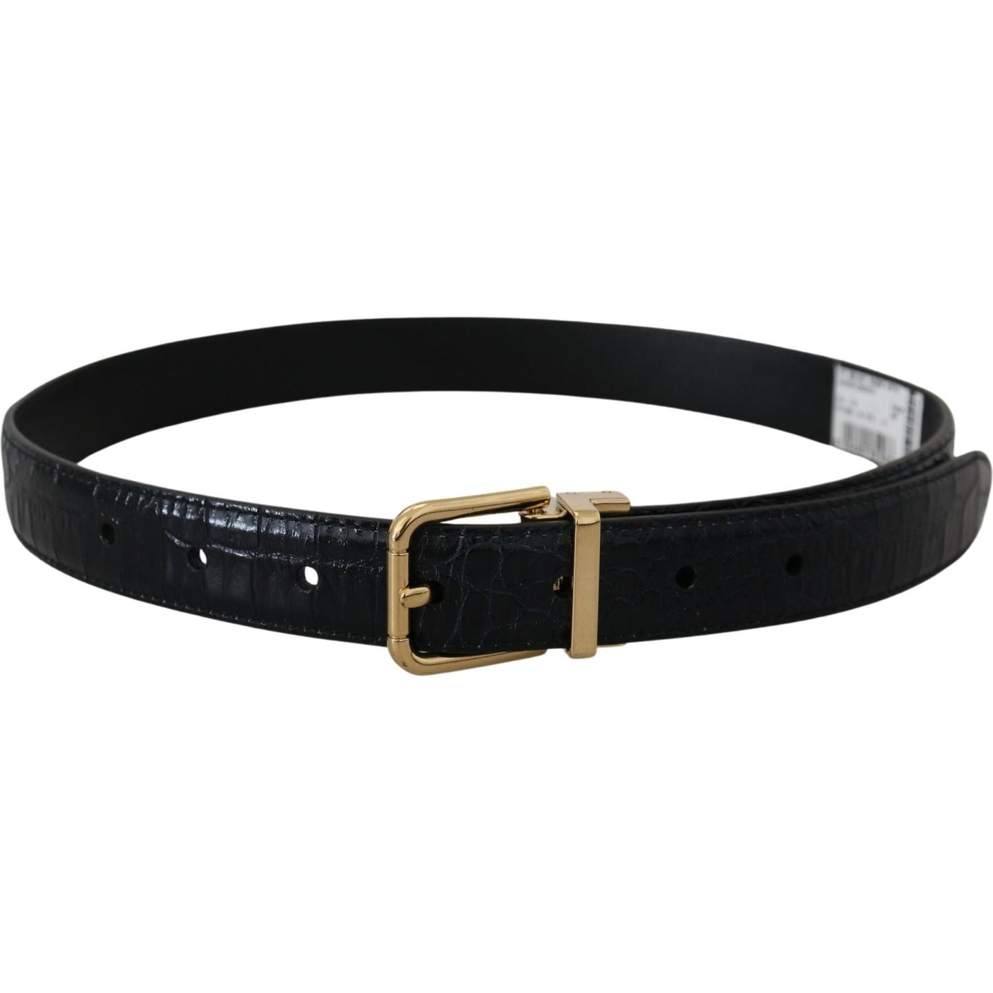 Dolce & Gabbana Black Exotic Leather Gold Metal Buckle Belt
