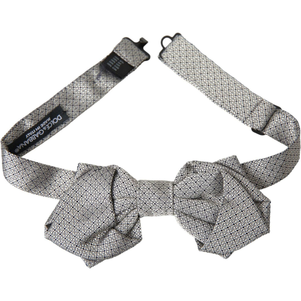 Dolce & Gabbana Gray Silk Adjustable Neck Men Bow Tie FT3884