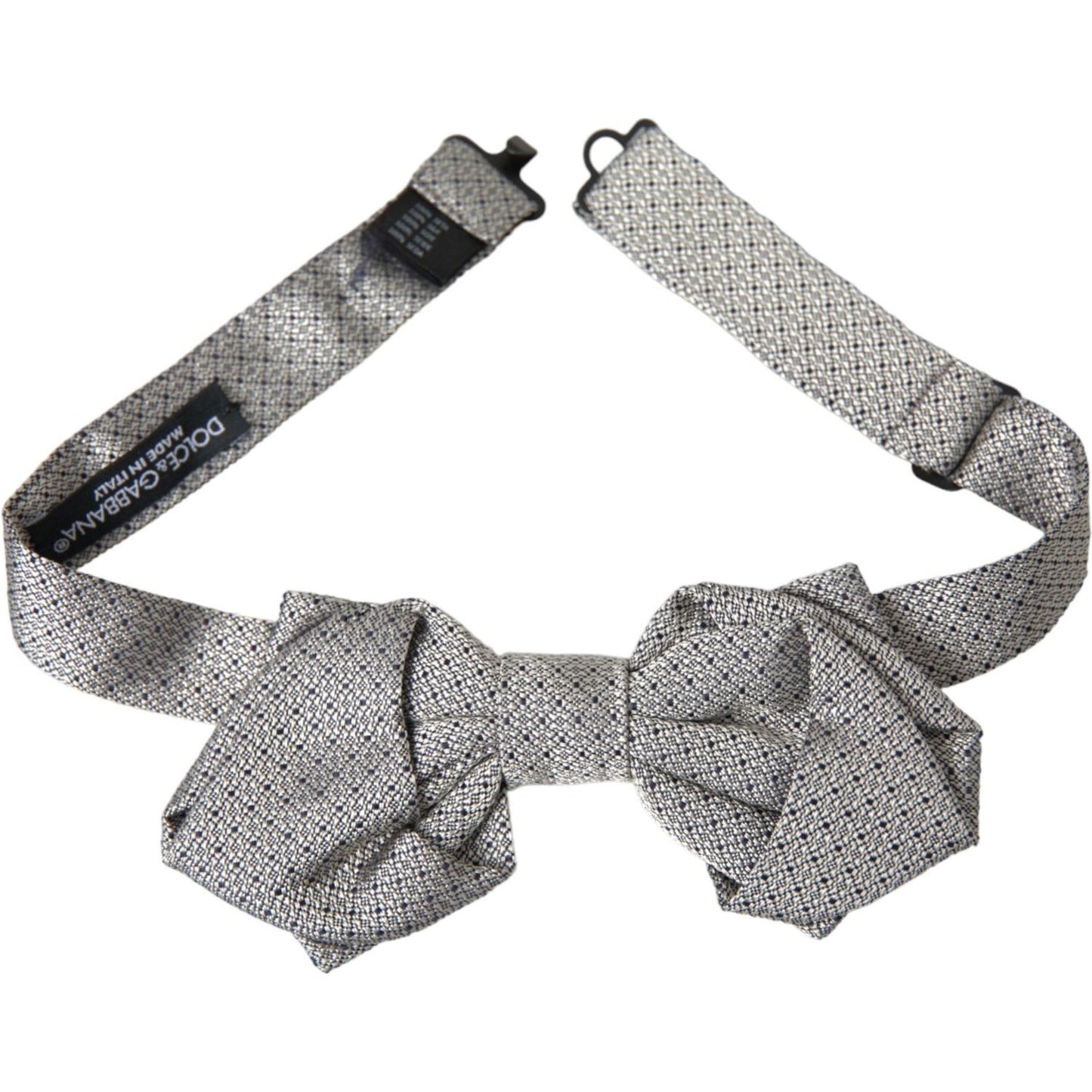 Dolce & Gabbana Gray Silk Adjustable Neck Men Bow Tie FT3884