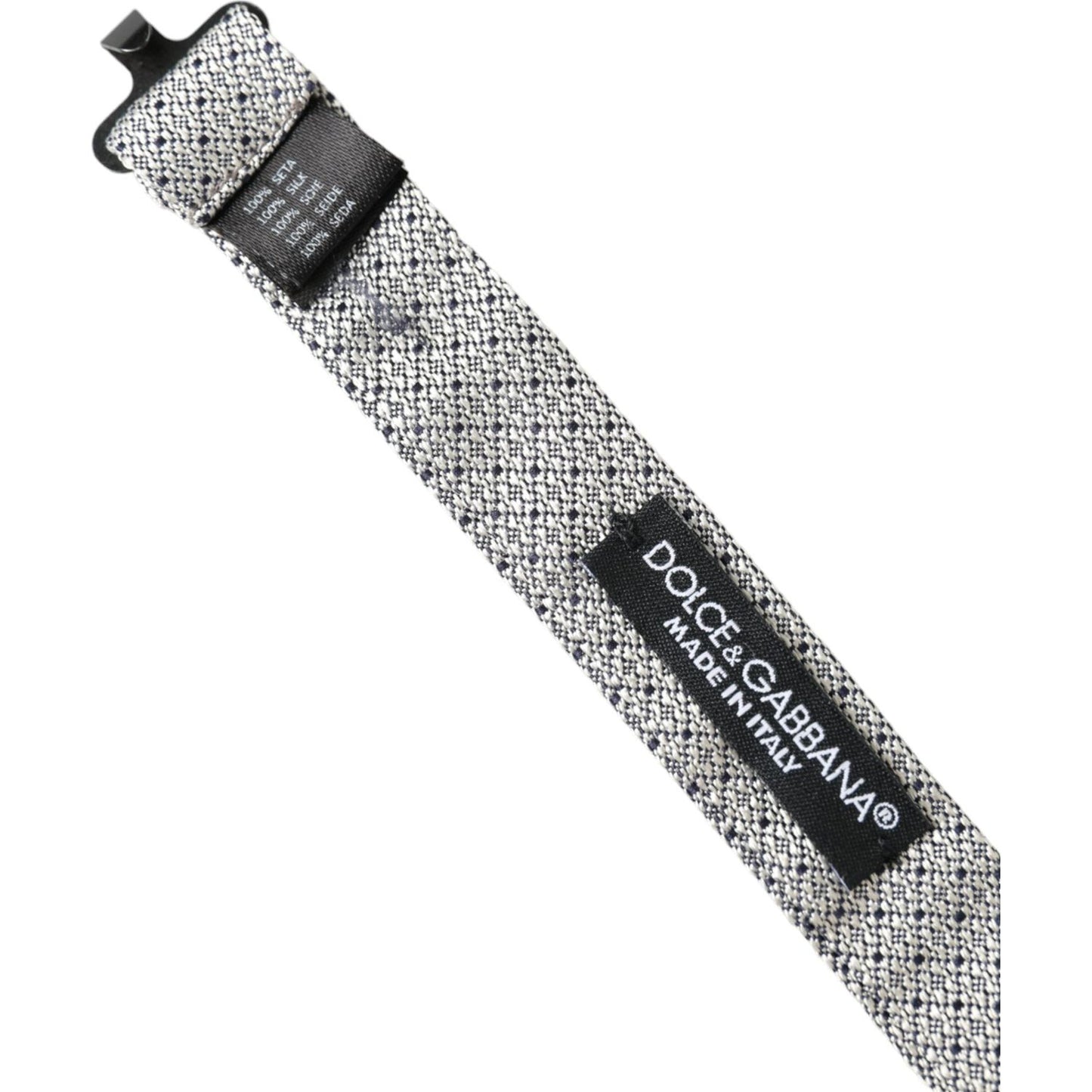 Dolce & Gabbana Gray Silk Adjustable Neck Men Bow Tie FT3884