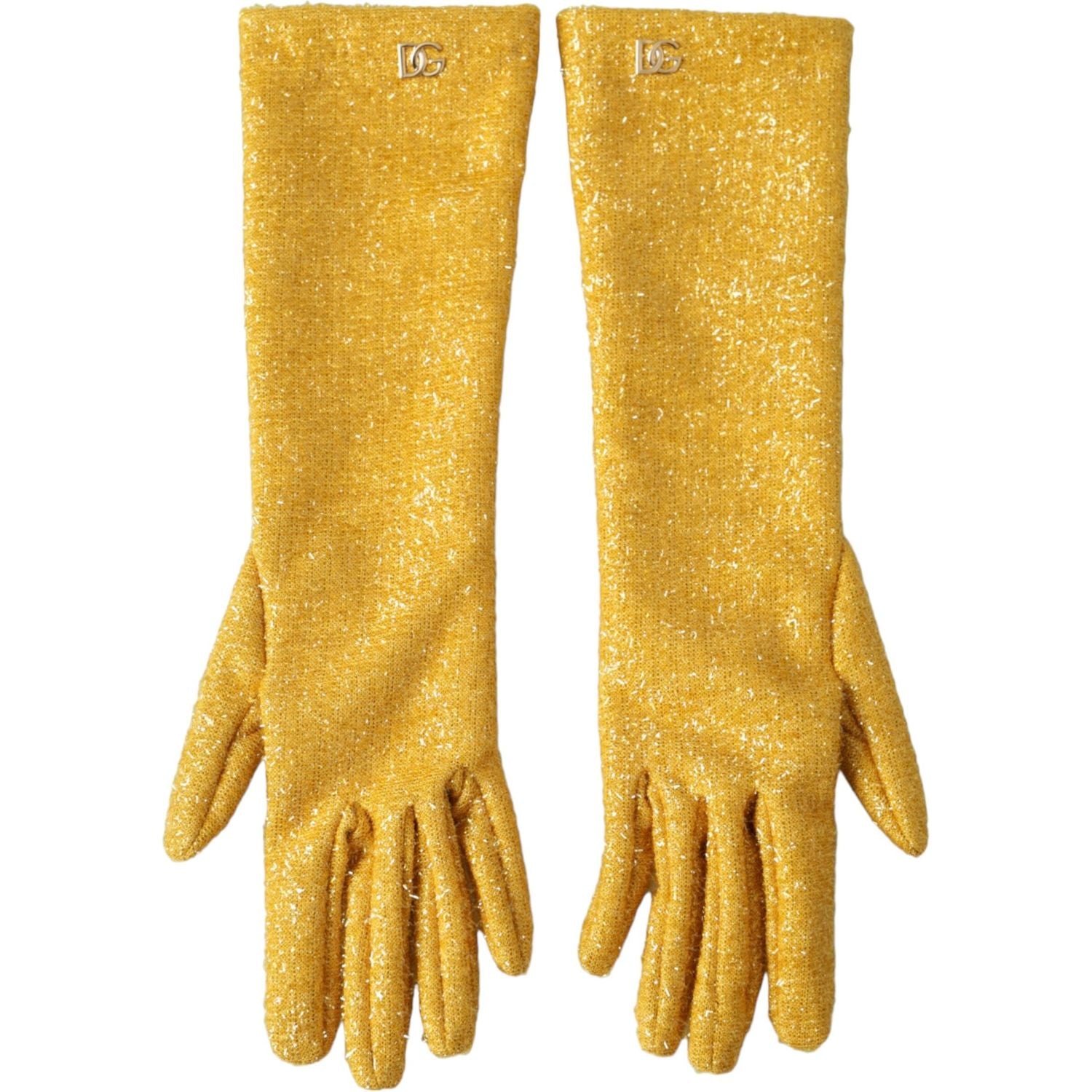 Dolce & Gabbana Gold Lurex Fantasia Mid Arm Length Gloves
