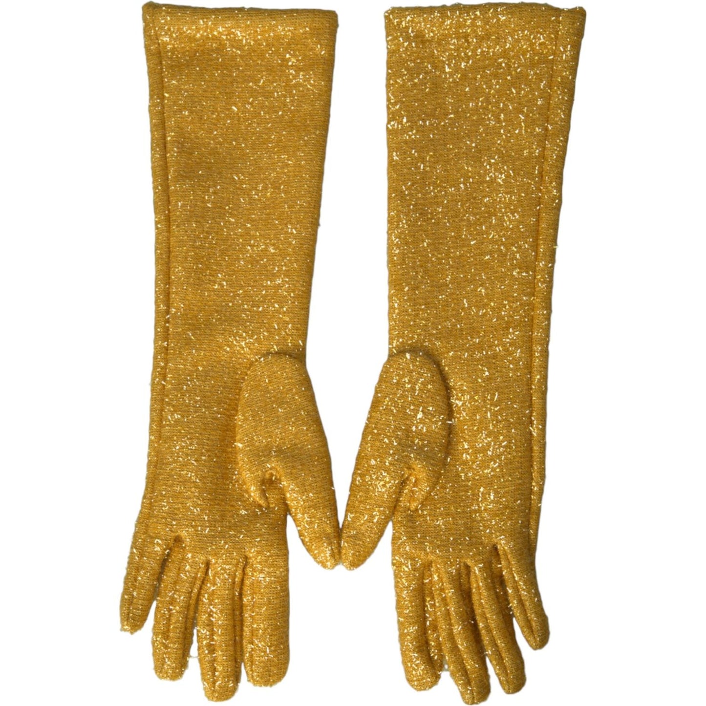 Dolce & Gabbana Gold Lurex Fantasia Mid Arm Length Gloves LB30108-7.5