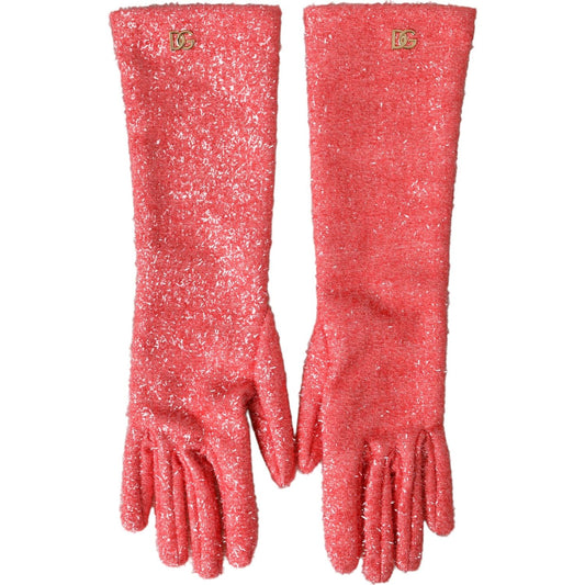 Dolce & Gabbana Pink Lurex Fantasia Mid Arm Length Gloves LB30111-7.5