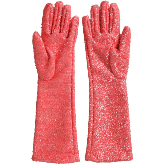 Dolce & Gabbana Pink Lurex Fantasia Mid Arm Length Gloves LB30111-7.5