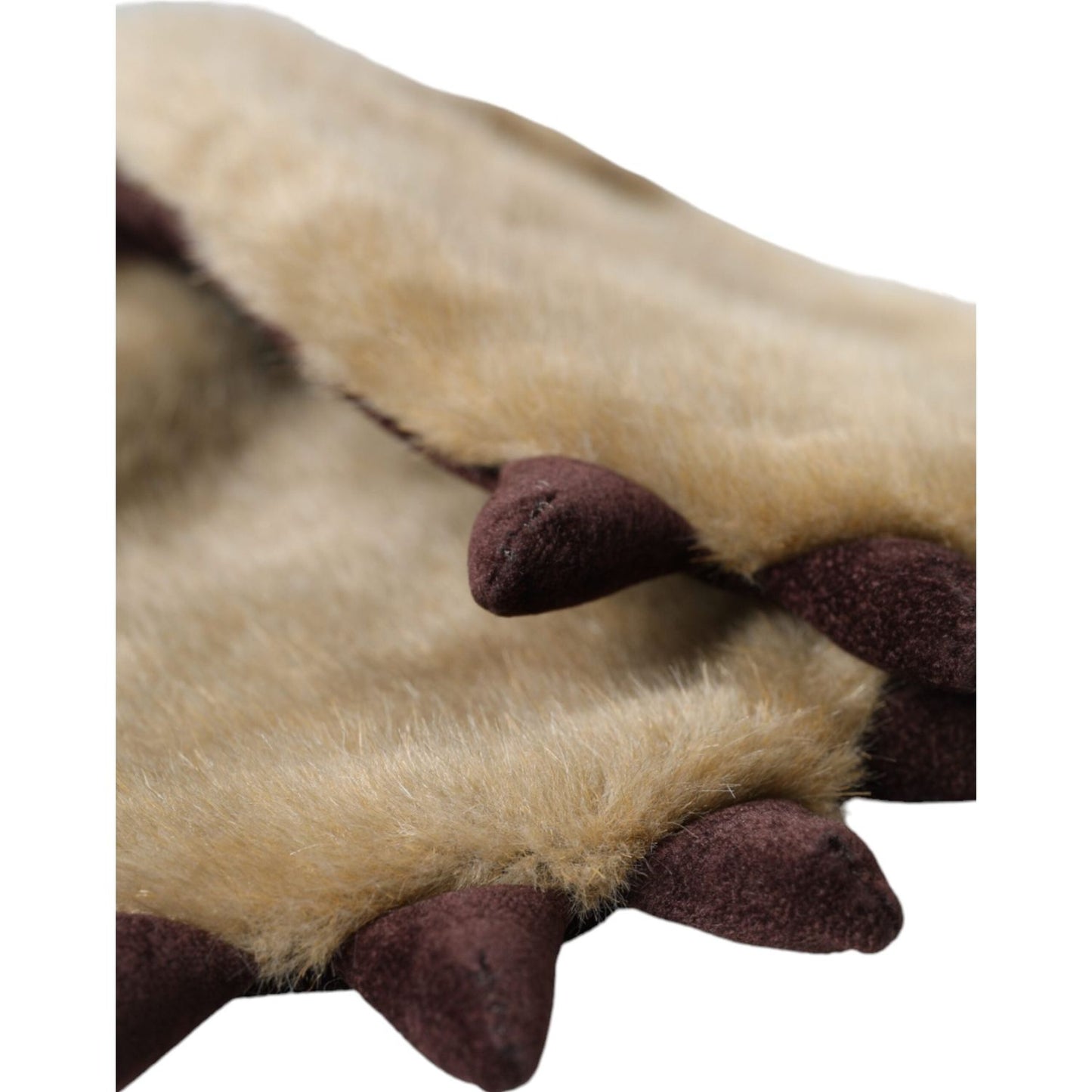 Dolce & Gabbana Beige Acrylic Knitted Fur Wrist Mitten Gloves LB30143