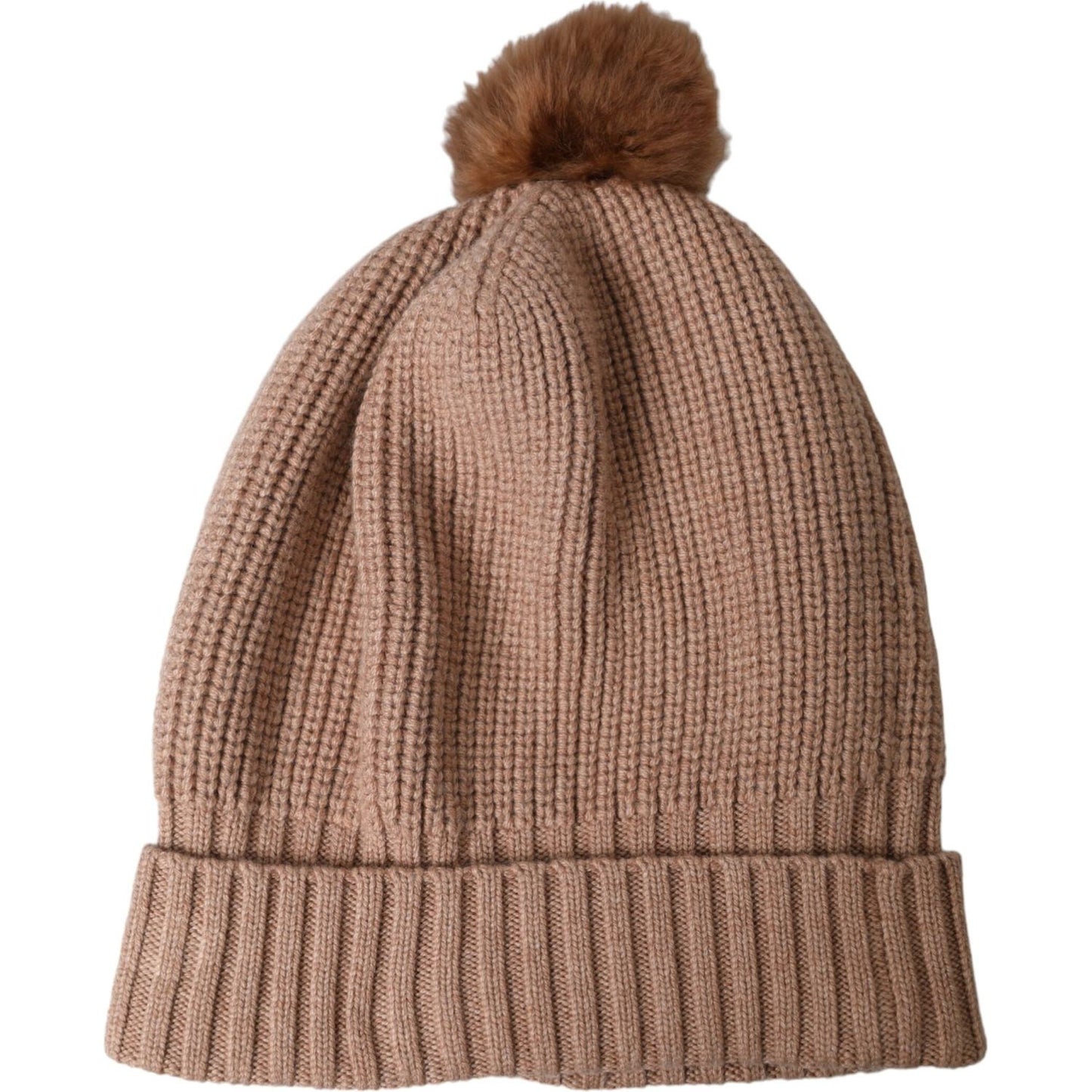 Dolce & Gabbana Brown Solid Knitted Fur Ball Winter Beanie Hat HAT9513-S