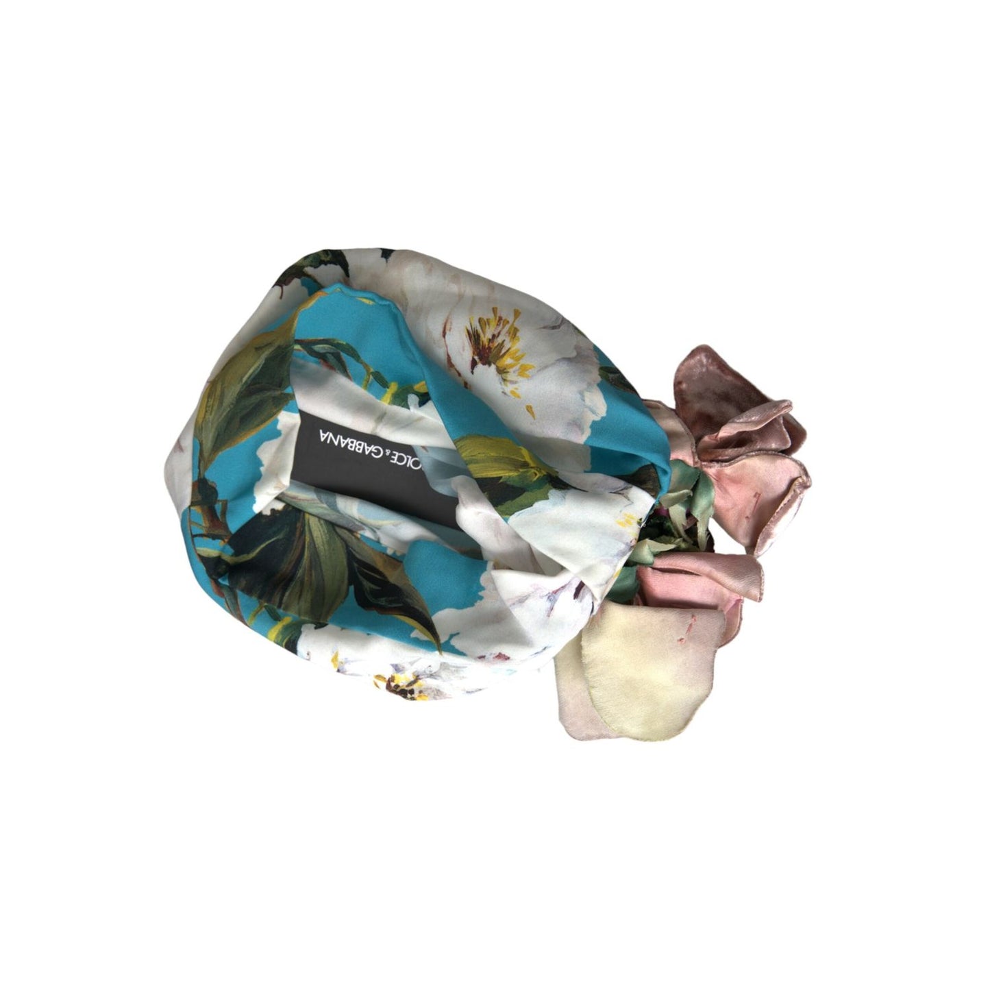 Dolce & Gabbana Blue Floral Motif Turban Head Hat Women