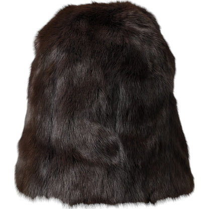 Dolce & Gabbana Brown Weasel Fur Womens Cashmere Hat Beanie