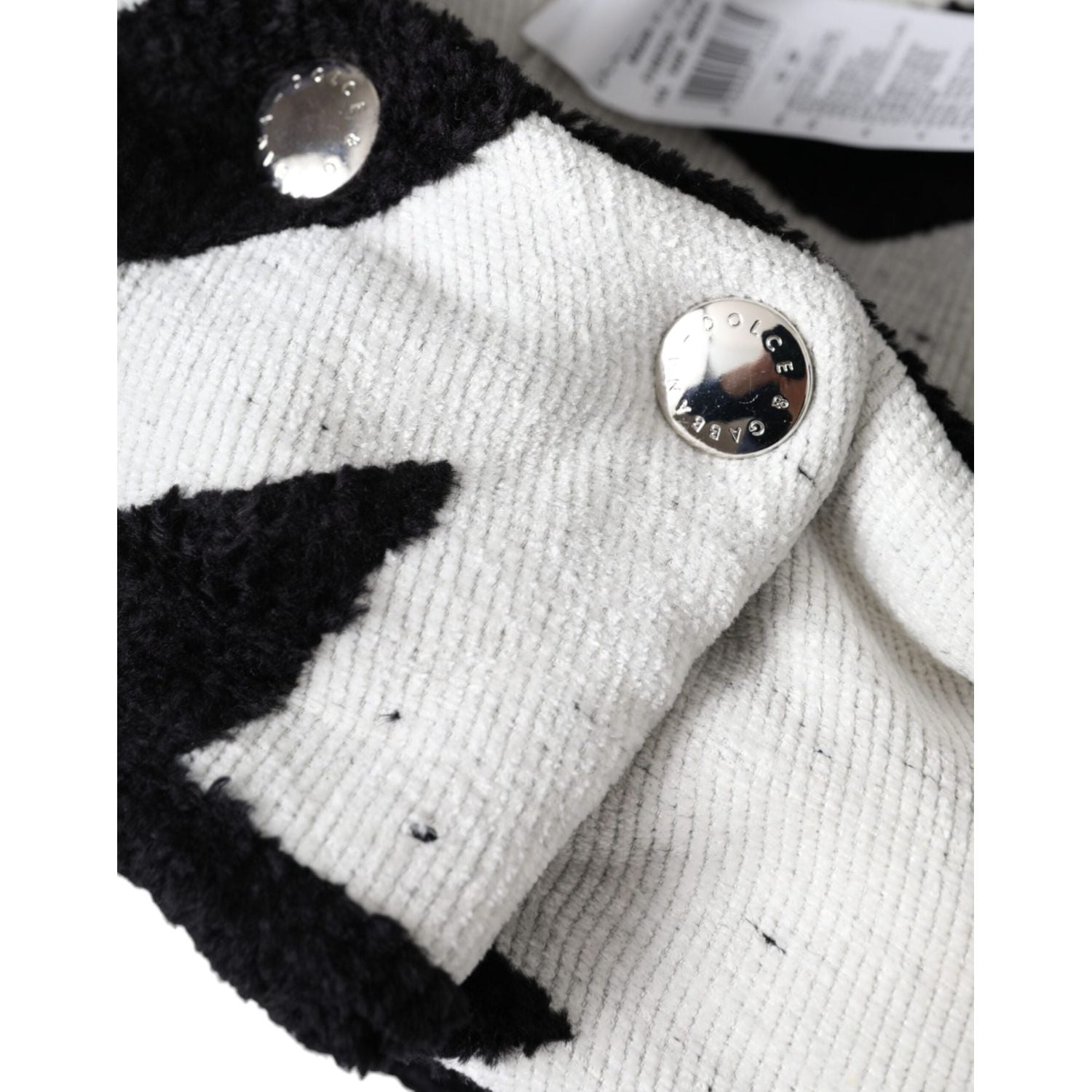 Dolce & Gabbana Black White Wool Whole Head Wrap Hat