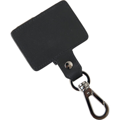 Dolce & Gabbana Black Plain Leather Silver Metal Airpods Case