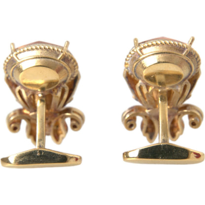 Dolce & Gabbana Gold Tone 925 Sterling Silver Crystal Cufflink Cufflinks