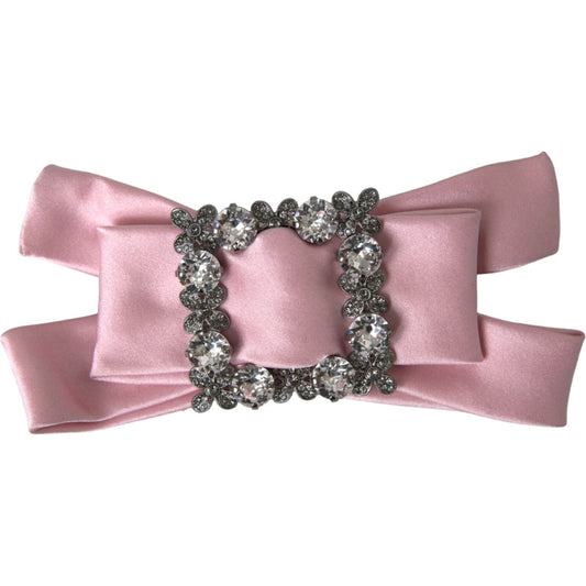 Dolce & Gabbana Pink Satin Crystal Jewelry Brooch Hair Pin SMY10228