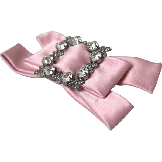 Dolce & Gabbana Pink Satin Crystal Jewelry Brooch Hair Pin SMY10228