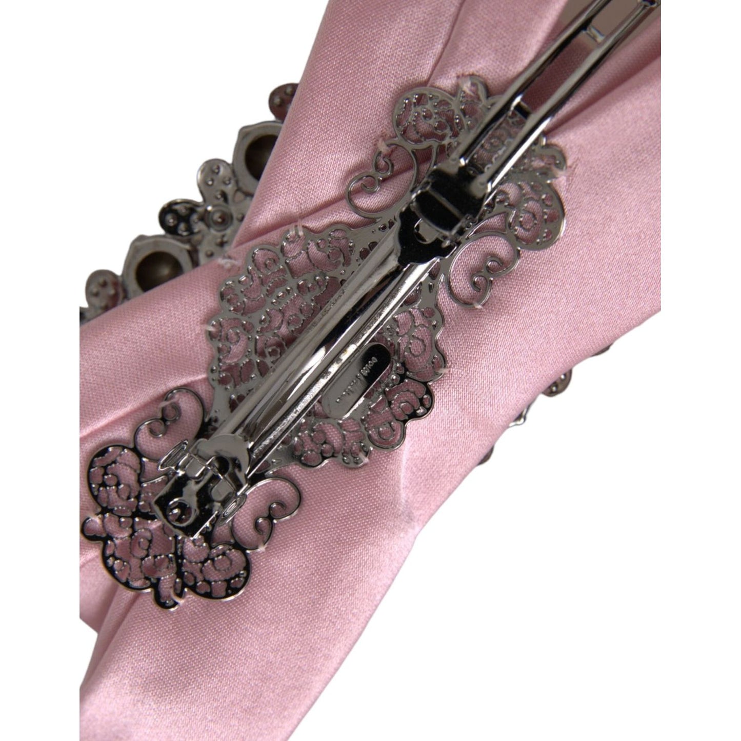 Dolce & Gabbana Pink Satin Crystal Jewelry Brooch Hair Pin