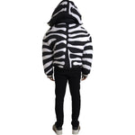 Dolce & Gabbana Black White Stripes Hooded Puffer Jacket