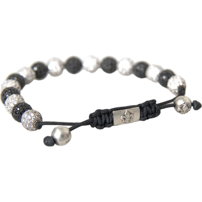 Nialaya CZ Crystal Ball Black White Beaded Bracelet Bracelet