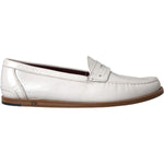 Dolce & Gabbana White Leather Slip On Mocassin Loafers Shoes MV5677-39